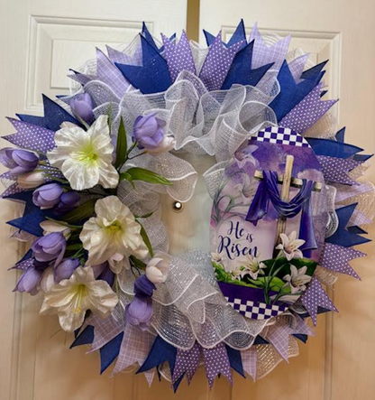 Custom Handmade Easter 'He is Risen' Wreath