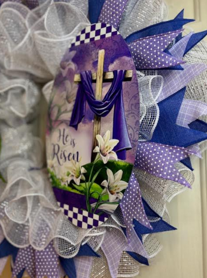 Custom Handmade Easter 'He is Risen' Wreath