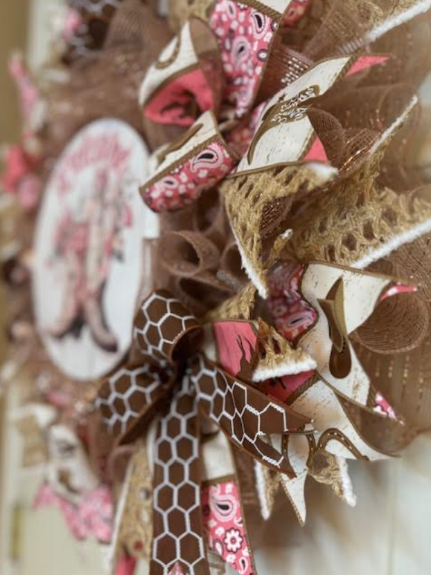 Custom Handmade Welcome Cowgirl Boots Wreath