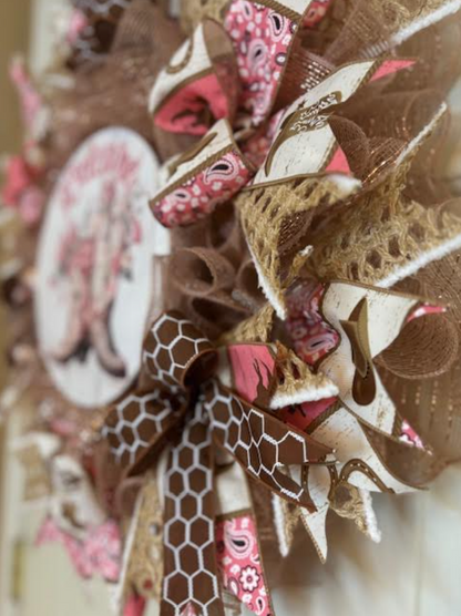 Custom Handmade Welcome Cowgirl Boots Wreath