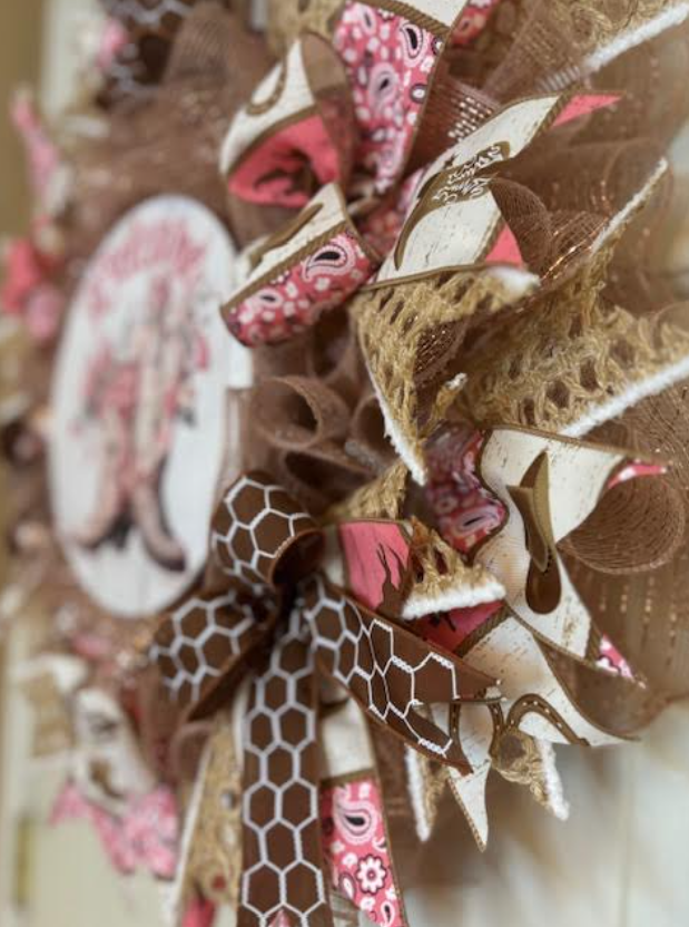 Custom Handmade Welcome Cowgirl Boots Wreath