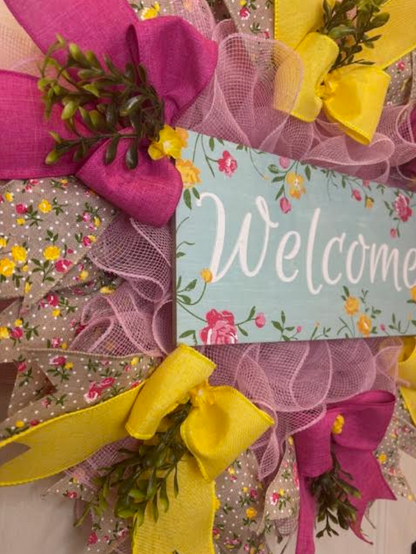 Custom Handmade Floral Welcome Wreath