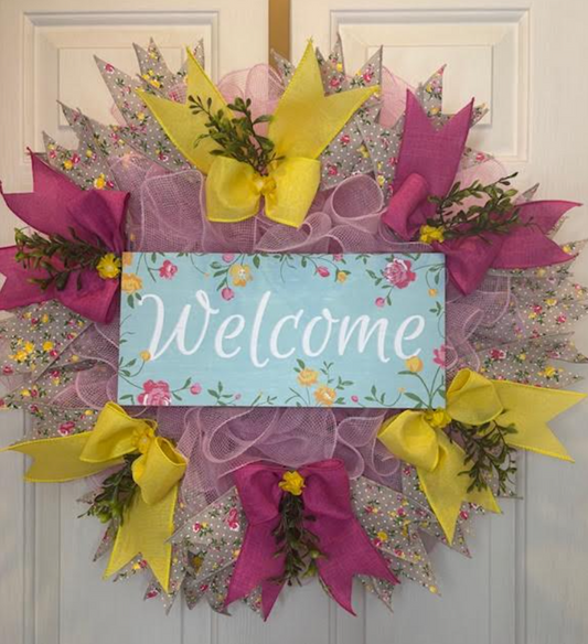 Custom Handmade Floral Welcome Wreath