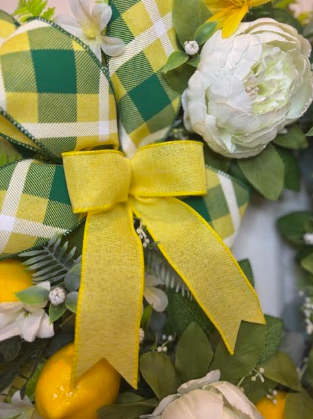 Custom Cottage Lemon & Peonies Handmade Wreath