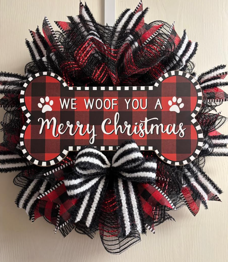 Custom Handmade We Woof You a Merry Christmas Wreath