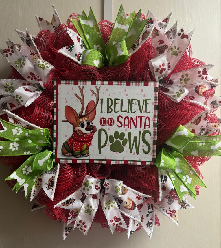 I Believe In Santa Paws Handmade Custom Wreath