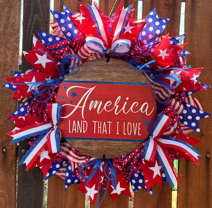 America Land That I Love Handmade Wreath