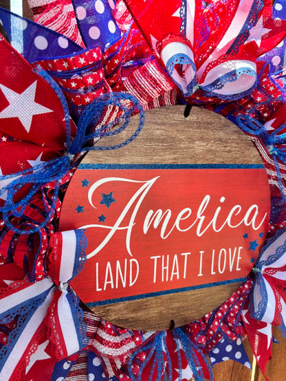 America Land That I Love Handmade Wreath