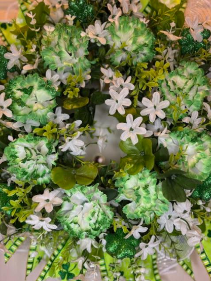 Custom Handmade Saint Patrick Day Shamrock & Carnation Wreath