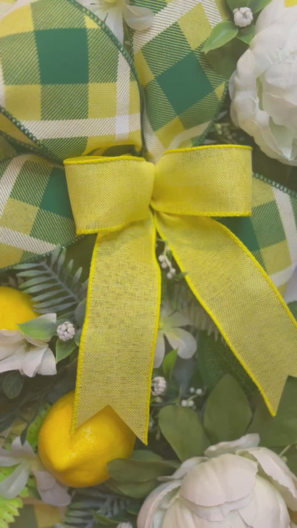 Custom Cottage Lemon & Peonies Handmade Wreath